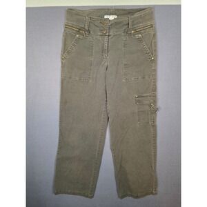 Cabi Womens Olive Green Cargo Pants Size 8 Stretch Cotton Utility Straight Leg